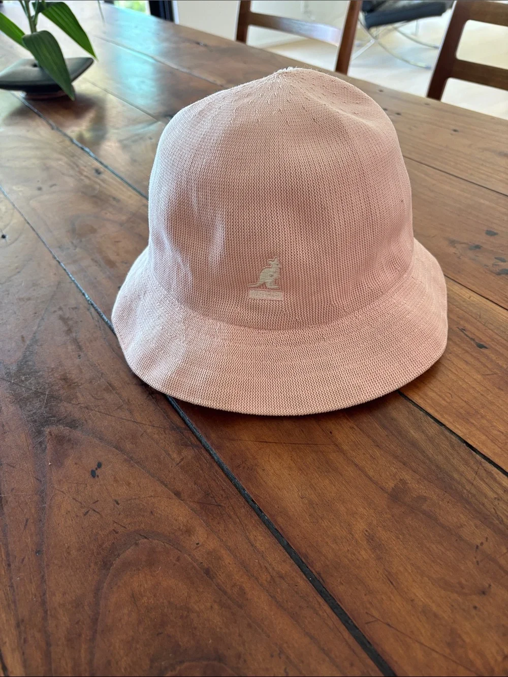 Kangol Tropic Casual Pale Pink Knit Bucket Hat with White Logo size L/XL